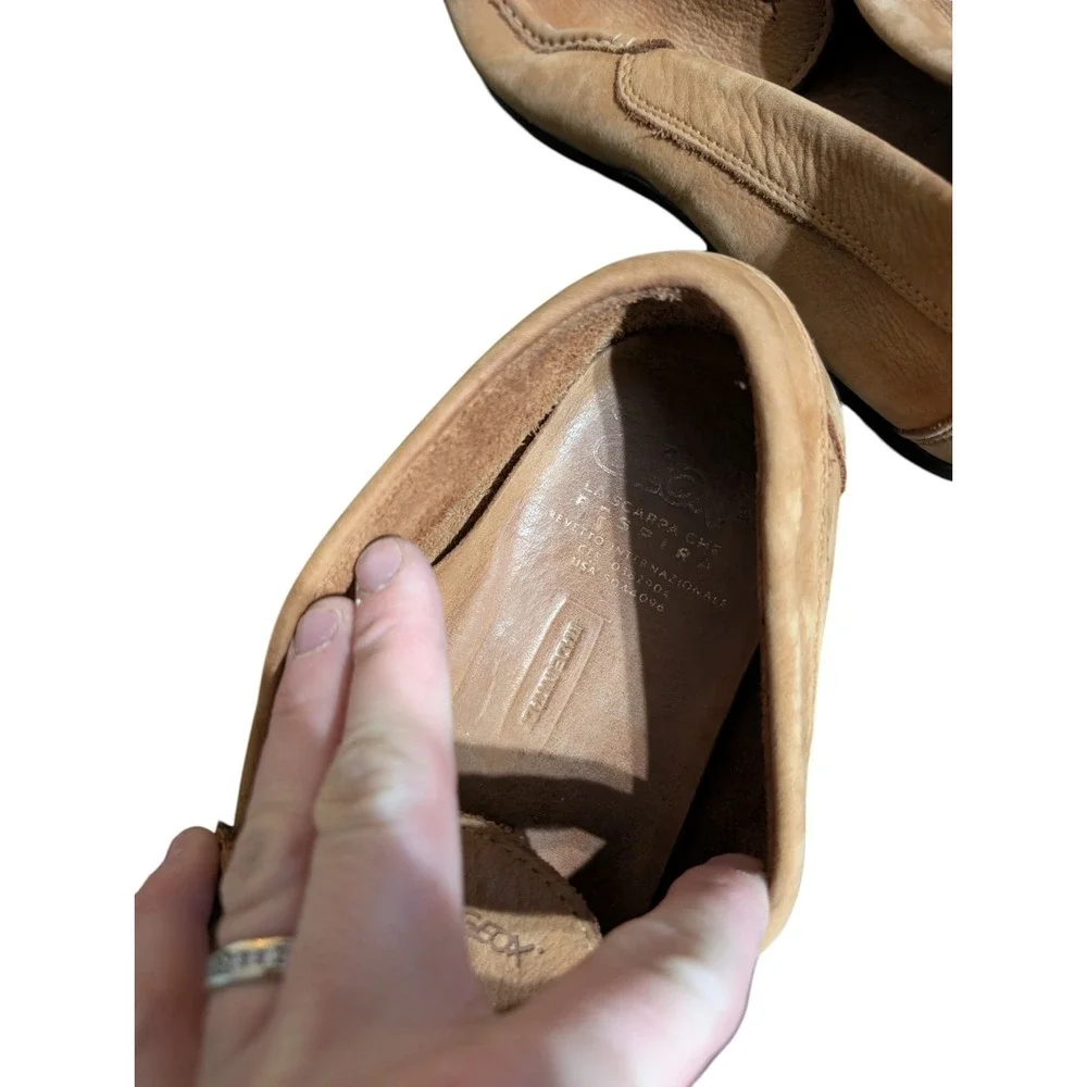 GEOX Respira Italian Tan/ Camel Leather Driving Mocs EU 45‎ Great Condition!